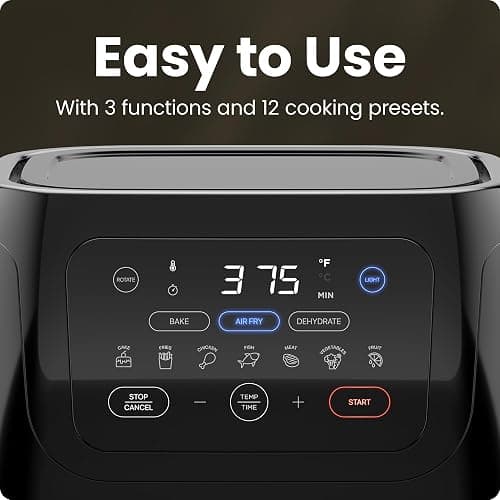 CHEFMAN Multifunctional Digital Air Fryer+ Rotisserie, Dehydrator, Convection Oven, 17 Touch Screen Presets Fry, Roast, Dehydrate, Bake, XL 10L Family Size, Auto Shutoff, Large Easy-View Window, Black thumbnail 6