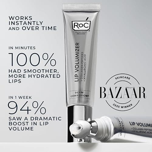 RoC Derm Correxion Lip Volumizer - Lip Plumper Peptide Treatment with Hyaluronic Acid & Vitamin E + Line Smoothing Eye Cream Packette thumbnail 4