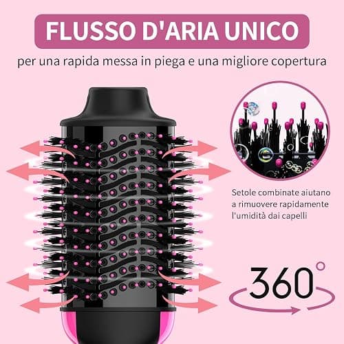 Sawop Spazzola Asciugacapelli e Volumizzante in Uno, 1200W Spazzola phon Asciugacapelli e Styler, con Ioni Negativi Anti-Crespo, Cilindro in Ceramica al Titanio, Spazzola Raddrizzante thumbnail 6