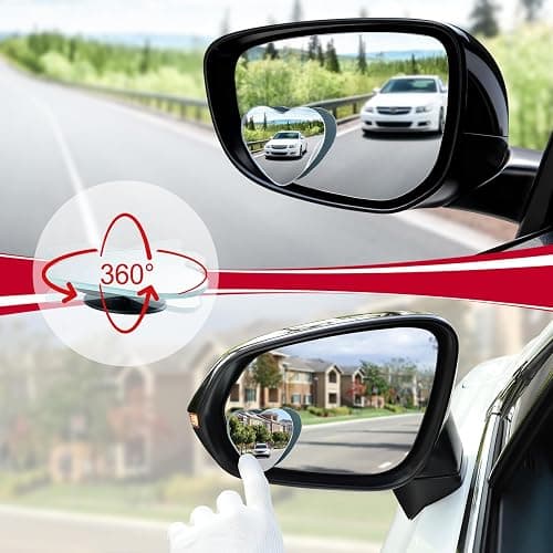 LivTee Blind Spot Mirrors, Heart Shaped HD Glass Frameless Convex Rear View Mirrors, Wide Angle Adjustable Stick for Side Mirror, Automotive Exterior Accessories for Car, SUV & Trucks, Pack of 2 thumbnail 6
