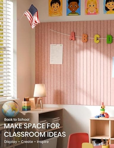 Fluxynara 48" x 36" Large Felt Bulletin Board, Pink | 12 Pack Cork Board Alternative with 60 Safe Adhesive Tabs, Pin Boards for Wall Decor, Home, Office, Classroom,Dorm thumbnail 4