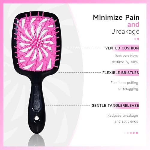 11 Pcs Hair Brush Set, Detangle Hair Brush And Spray Bottle, 3 Pieces Smooth Hairbrush For Toddlers, Suitable For Wet and Dry Hairstyles, Suitable For Adults And Children. (Pink) thumbnail 2