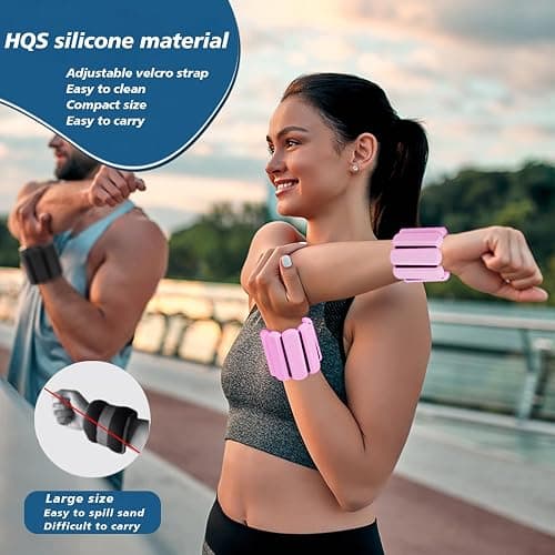 Wrist and Ankle Weights for Women & Men 2 Pack (1lb Each), Adjustable Silicone Wearable Arm & Leg Weights for Pilates, Gym, Yoga, Cardio, Strength Training thumbnail 3