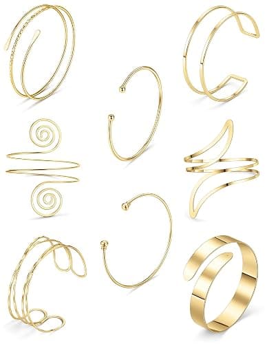 FINZOR Arm Cuff Bracelet for Women Gold Arm Layered Cuff Gold Bangles Adjustable Coil Swirl Armlet ArmBand Stackable Jewelry for OutSide - Image 1