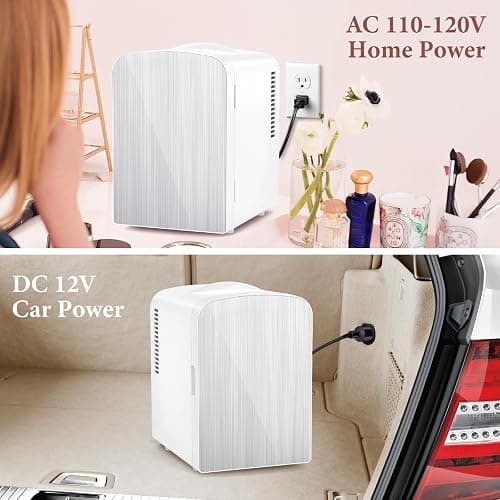 Xbeauty Mini Skincare Fridge, Compact Refrigerator with 4L Capacity/6 Cans | Cooler & Warmer, Removable Shelf for Skincare, Beverages, Cosmetics, Perfect for Dorm, Bedroom, White thumbnail 5