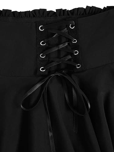 Verdusa Women's Plus Y2k Gothic Skirts Western Boho Renaissance Asymmetrical Lace Fairy Ruffle Cowgirl Mini Skirt thumbnail 7