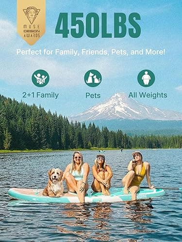 Niphean Inflatable Stand Up Paddle Board with SUP Accessories, Anti-Slip EVA Deck, 10’6’’ Inflatable Paddle Boards for Adults & Youth of All Skill Levels - Refreshing Mint Timber thumbnail 2