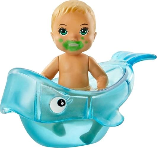 Barbie Skipper Babysitters Inc. Feeding and Bath-Time Playset with Color-Change Baby Doll, Bathtub, Popsicle Sponge and Bath-Time Accessories Including Duck-Shaped Towel thumbnail 4