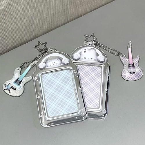 Brxmpn Porte-photocartes, Cadre Transparent avec Porte-clés, Porte-photocartes Chat/Lapin Mignon pour Cartes De Transport, Protection Photo thumbnail 2