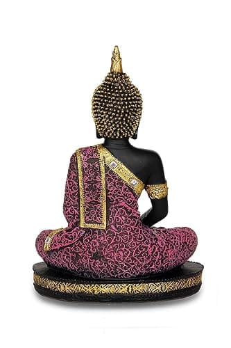 Idol of Lord Gautama Buddha Statue Decorative Showpiece - 24 cm (Polyresin, Pink, Black) thumbnail 3