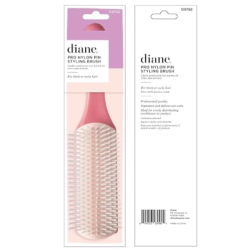 Diane Pro Nylon Pin Styling Hairbrush for Detangling, Separating, Shaping, and Defining Wet or Curly Hair, Heat-Resistant, Anti-Static, Hair Care Essential, Pink thumbnail 6