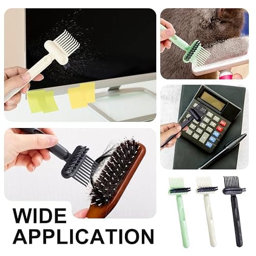 Jurrissa 2 Pack Hair Brush Cleaning Tool, 2-in-1 Cleaner Tool, Portable Cleaning Tool Set for Brush Comb Keyboard, Remover Rake for Removing Hair Dust, Home and Salon Use(White&Black) thumbnail 6