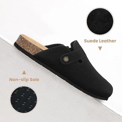 Xiakolaka Women's Suede Clogs Adjustable Buckle Slip on Footbed Home Clog Slippers thumbnail 3