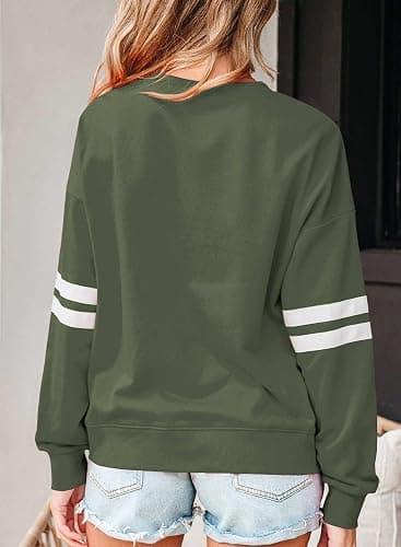 Femfady Womens Sweatshirt Fall Crewneck Striped Long Sleeve Pullover Casual Cute Sweatshirts thumbnail 2