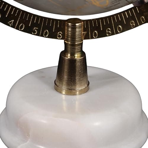 Decorative Globe with Marble Base for Home or Office Decor - Ornament for Desk, Hallway, or Coffee Table - Modern Desktop Globe for Living Room Decor or Shelf Display - 10", White & Gold thumbnail 8