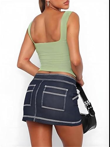 ForeFair Women Sleeveless Sexy Backless Going Out Crop Top Y2K Strappy Ruched Tank Top Summer Tight Slim Fit Cute Tops thumbnail 3