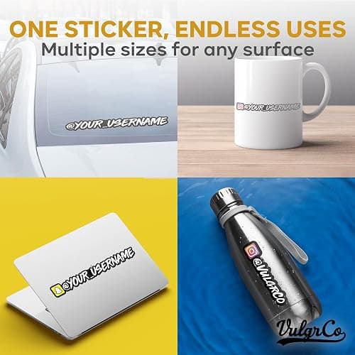 VulgrCo Custom Social Media Stickers, Custom Car Stickers for Social Media | Compatible with Instagram, Facebook, Youtube, Personalized Handles, Clean Username Display with Multiple Background Options thumbnail 5