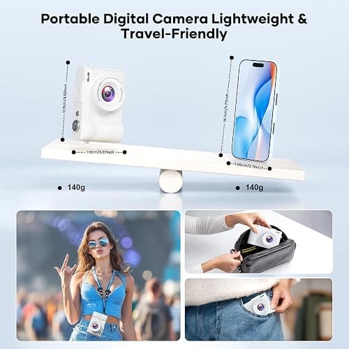 4K Digital Camera for Photography, Small Vlogging Camera with Flip Screen for YouTube, 50MP 16X Zoom, Portable Travel Cameras with 32GB SD Card for Beginners(White) thumbnail 7