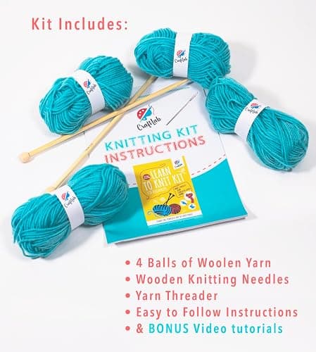 CraftLab Knitting Kit for Beginners, Kids Adults Seniors Includes All Knitting Supplies: Wool Yarn, Knitting Needles, Yarn Needle and Instructions – Fantastic DIY Gift Learn to Knit Arts & Crafts Kit thumbnail 4