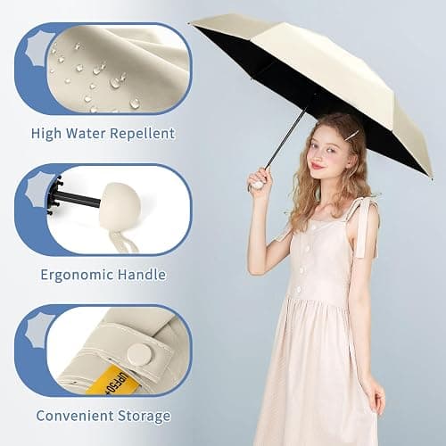 Yoobure Travel Umbrella Portable Compact Umbrellas, Pocket Mini for Purse, Umbrellas for UV Sun & Rain Small for Backpack, Umbrella with Case Folding for Kids Women thumbnail 3
