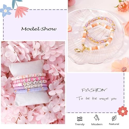 ADIIL 7200 Pcs Clay Beads Friendship Bracelet Making Kit, 24 Colors 6mm Polymer Heishi Beads, Pastel thumbnail 6