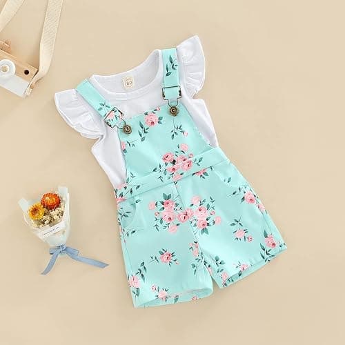 Kids Baby Girl Summer Clothes T-Shirt Tops Suspender Overalls Shorts Toddler Infant Outfit thumbnail 3