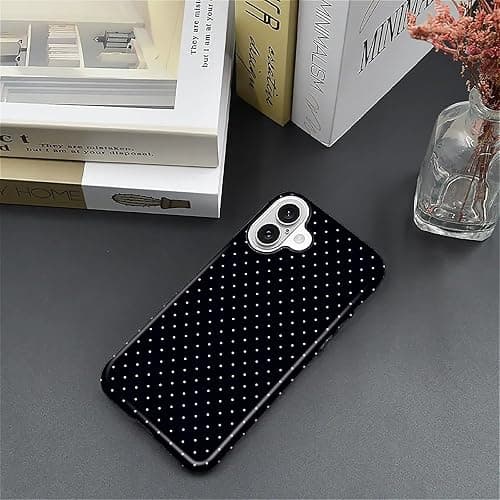 ilikediy for iPhone 16 Case,HL2 Polka Dot Black Hybrid 2 Layer Hard Shell Silicone Protective Pattern Design Case thumbnail 5