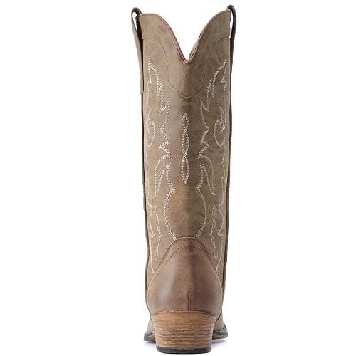 IUV Cowboy Boots for Women Mid Calf Fashion Cowgirl Boots Western Snip Toe thumbnail 7
