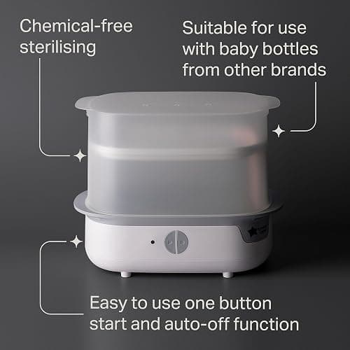 Tommee Tippee Supersteam Electric Steam Steriliser for Baby Bottles, Kills Viruses and 99.9 Percent of Bacteria, 5-Minute Sterilisation Cycle, White thumbnail 4