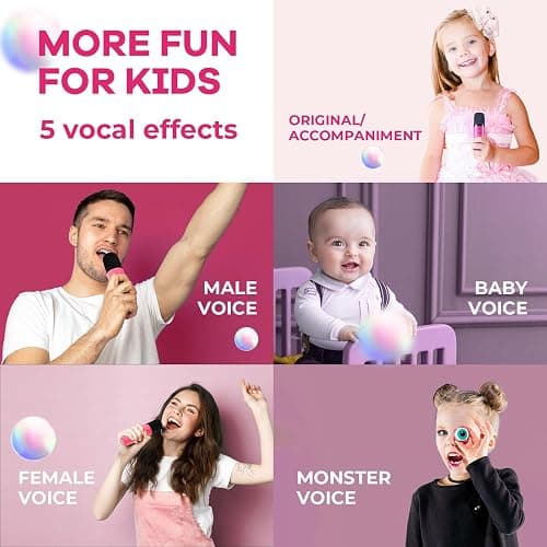 YLL Mini Karaoke Machine for Kids Toys, Portable Bluetooth Speaker with 2 Wireless Microphones, Birthday Gifts for Girls 3, 4, 5, 6, 7, 8, 9, 10, 11, 12+ Years Old Toddler Teens (Hotpink) thumbnail 5