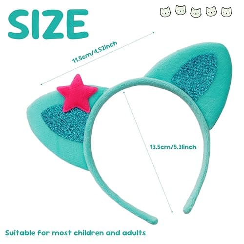 Bgfhna 4 Pcs Cat Ears Headband Party Decorations Headbands Flannel Costume Accessories Glitter Hair Clips for Halloween Christmas Festival Theme Party thumbnail 2