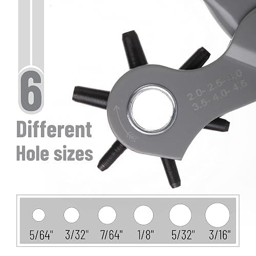 UNCO- Leather Hole Punch Tool, Multi Hole Sizes for Belts and Leather thumbnail 2