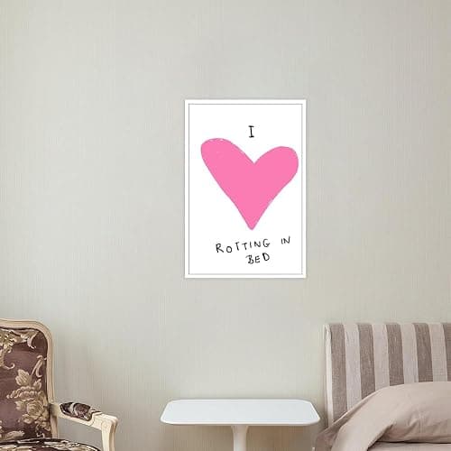 Trendy I Love Rotting In Bed Posters Pink Heart Quotes Illustration Canvas Wall Art Modern Preppy Minimalist Aesthetic Prints Painting For Home Bedroom Dorm Wall Decor 8x12in Unframed thumbnail 5