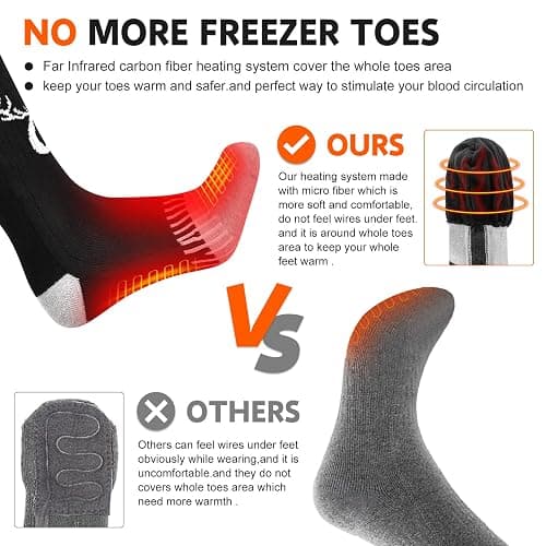 SNOW DEER Upgraded Rechargeable Electric Heated Socks,7.4V 2200mAh Battery Powered Cold Weather Heat Socks for Men Women,Outdoor Riding Camping Hiking Motorcycle Skiing Warm Winter Socks thumbnail 4