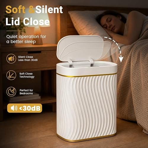 Bathroom Small Trash Can with Automatic Touchless Lid, 2.6 Gallon Smart Garbage Can Narrow Waterproof Trash Bin for Bedroom, Office, Living Room thumbnail 8