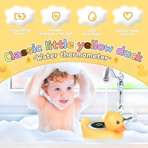 Baby Bath Thermometer Duck Toy - Floating Digital Water Temperature Monitor with LED Display & Color Alerts for Infants Newborns, Cute Bathtub Sensor & Safe Bath Time Essential thumbnail 4