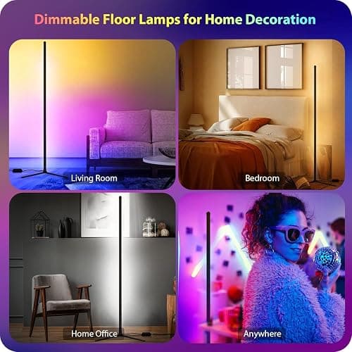 Corner Floor Lamp, 2 Pack LED Corner Lamp with App/Remote/Button Control, Smart RGB Floor Lamp with 16 Million DIY Colors & 68+ Scene, 300+ Scene, Music Sync for Living Room, Bedroom, Gaming Room thumbnail 9