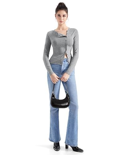 SUUKSESS Women Button Down Ribbed Tops Long Sleeve Going Out Fitted Modal Shirt thumbnail 5