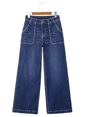 Sidefeel Womens Wide Leg Jeans High Waisted Stretchy Straight Leg Baggy Denim Pants with Pockets thumbnail 8