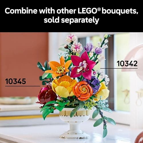 LEGO Botanicals Flower Arrangement Artificial Flowers Building Set - Decor for Table Display - Gift for Birthdays - Unique Bouquet for Adults, Ages 18+ - 10345 thumbnail 6