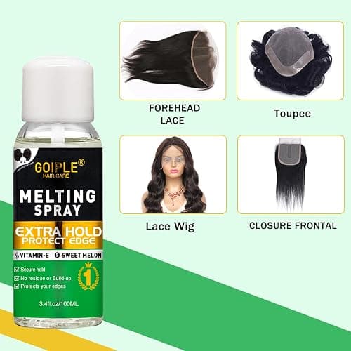 3.4 fl oz Lace Melting and Holding Spray Glue-Less Hair Adhesive for Wigs, Extra Hold Lace Melting Spray Adhesive Wig Spray for Closure Wigs Extensions, Wig Melting Spray Strong Natural Forming Hold thumbnail 6