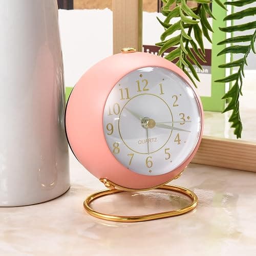 Tetino Analog Alarm Clocks,Retro Backlight Cute Simple Design Small Desk Clock with Night Light,Silent Non-Ticking,Battery Powered,for Kids,Bedroom,Travel,Kitchen,Bedside Desktop.(Green) thumbnail 4