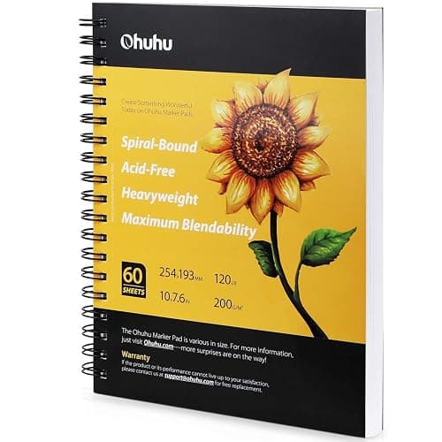Ohuhu Marker Pads Art Sketchbook, 7.6 ×10 Large Paper Size, 120LB/200GSM Heavy Smooth Drawing Papers, 60 Sheets/120 Pages, Spiral Bound Sketch Book, Specially Designed for Alcohol Markers, Colored Pencils, Acrylic Markers - Image 1