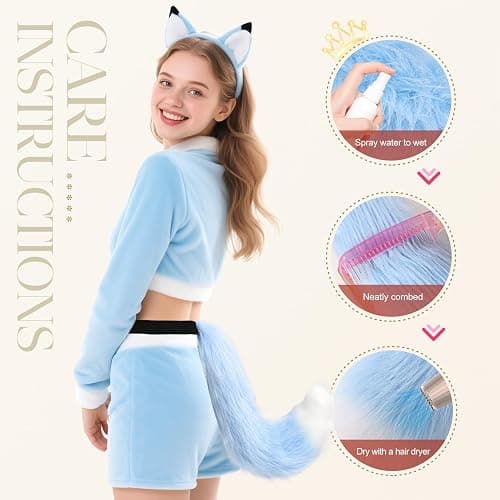 iHUFeather Faux Fur Furry Tail for Cosplay Halloween Fancy Party Costume Accessories thumbnail 4