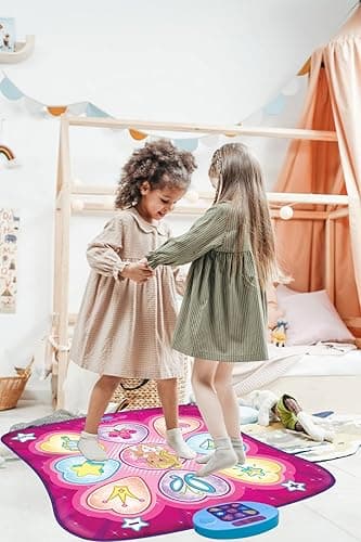 SUNLIN Dance Mat - Dance Mixer Rhythm Step Play Mat - Dance Game Toy Gift for Kids Girls Boys - Dance Pad with LED Lights, Adjustable Volume, Built-in Music, 3 Challenge Levels (3-12 Years Old) - Pink thumbnail 4