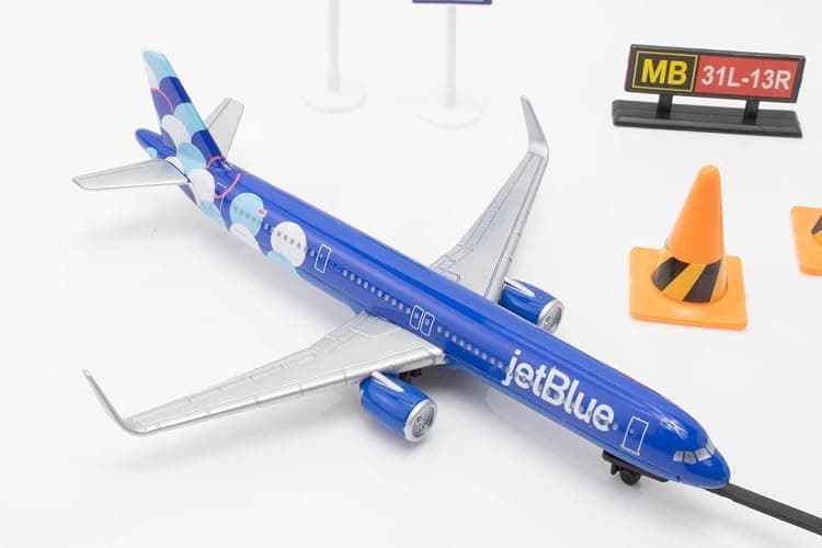 Daron 12-Piece jetBlue A321 Balloons Livery Airport Die-Cast Metal and Plastic Airplane, Vehicles, and Accessories Playset Toy and Collectible, for Age 3+ thumbnail 3