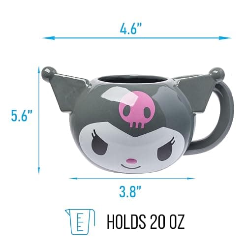 Silver Buffalo Hello Kitty and Friends Kuromi Ceramic 3D Sculpted Mug, 20 Ounces thumbnail 3
