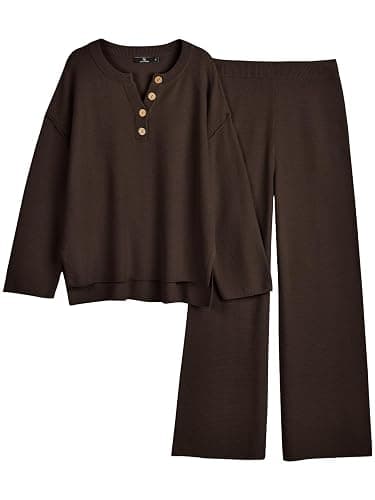 LILLUSORY Women's 2 Piece Lounge Sets Oversized Slouchy Matching Cozy Knit Sets - Image 1