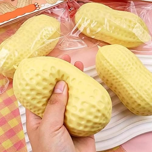 Peanut Squishy Peanut Shape Stress Relief Squeeze Fidget Toys, Soft Anxiety Relief Hand Grip Decompression Ball, Soft Squeeze Decompression Dough for Adults Office Desk Decor thumbnail 5