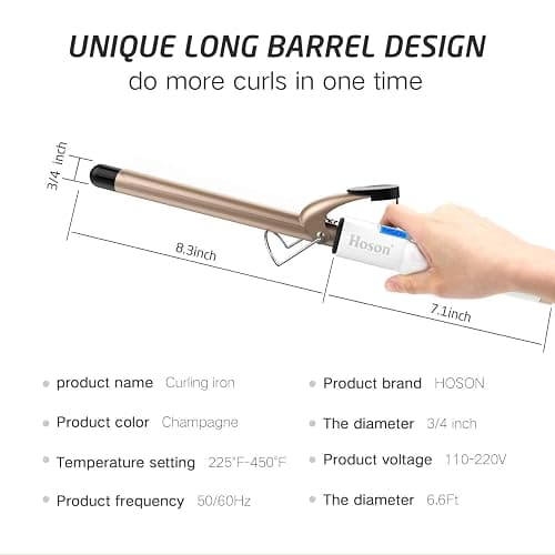 3/4 Inch Curling Iron Professional, Ceramic Tourmaline Curl Wand Barrel, Hair Curler Iron for Short Hair,Glove Include, Glove Include, Gold thumbnail 6